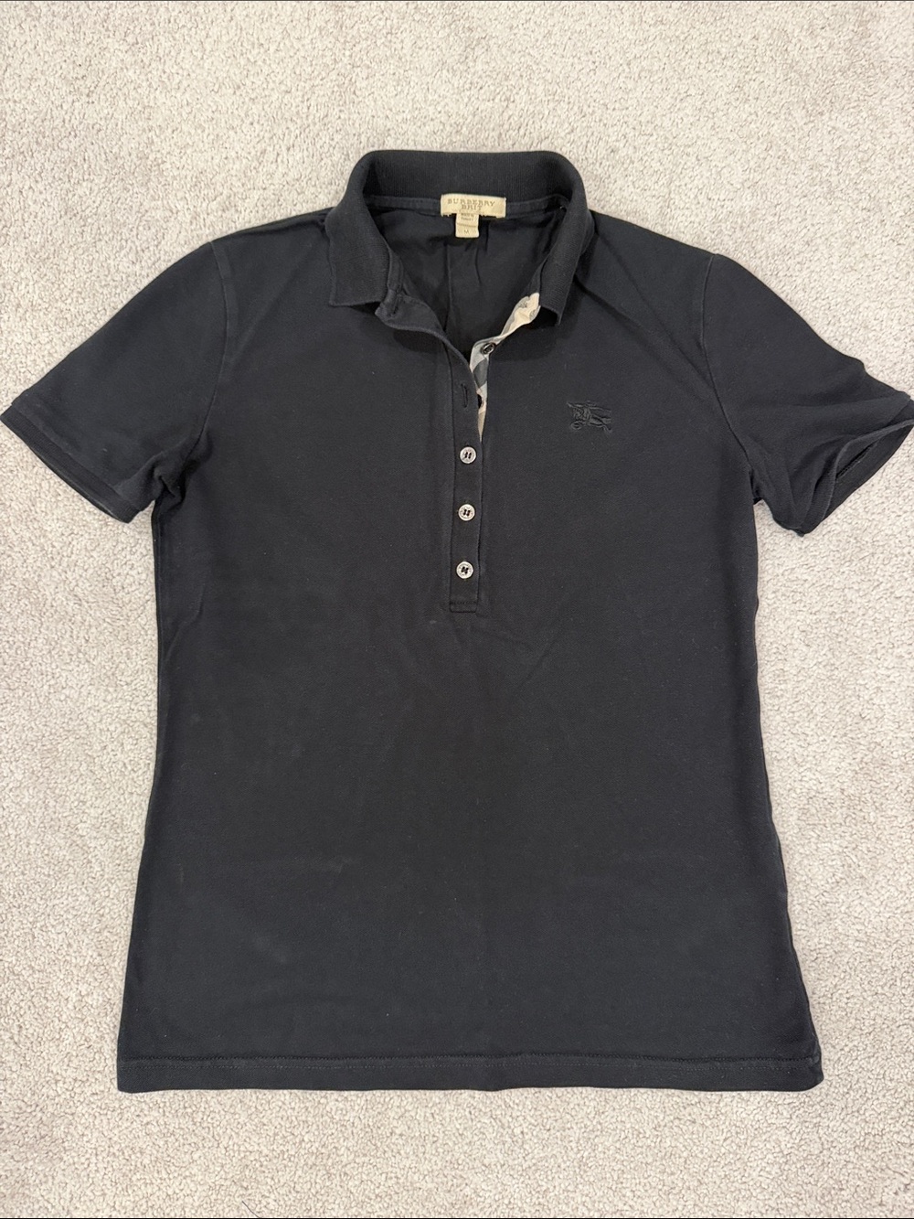 Burberry Black Short-Sleeve Polo with Tonal Logo